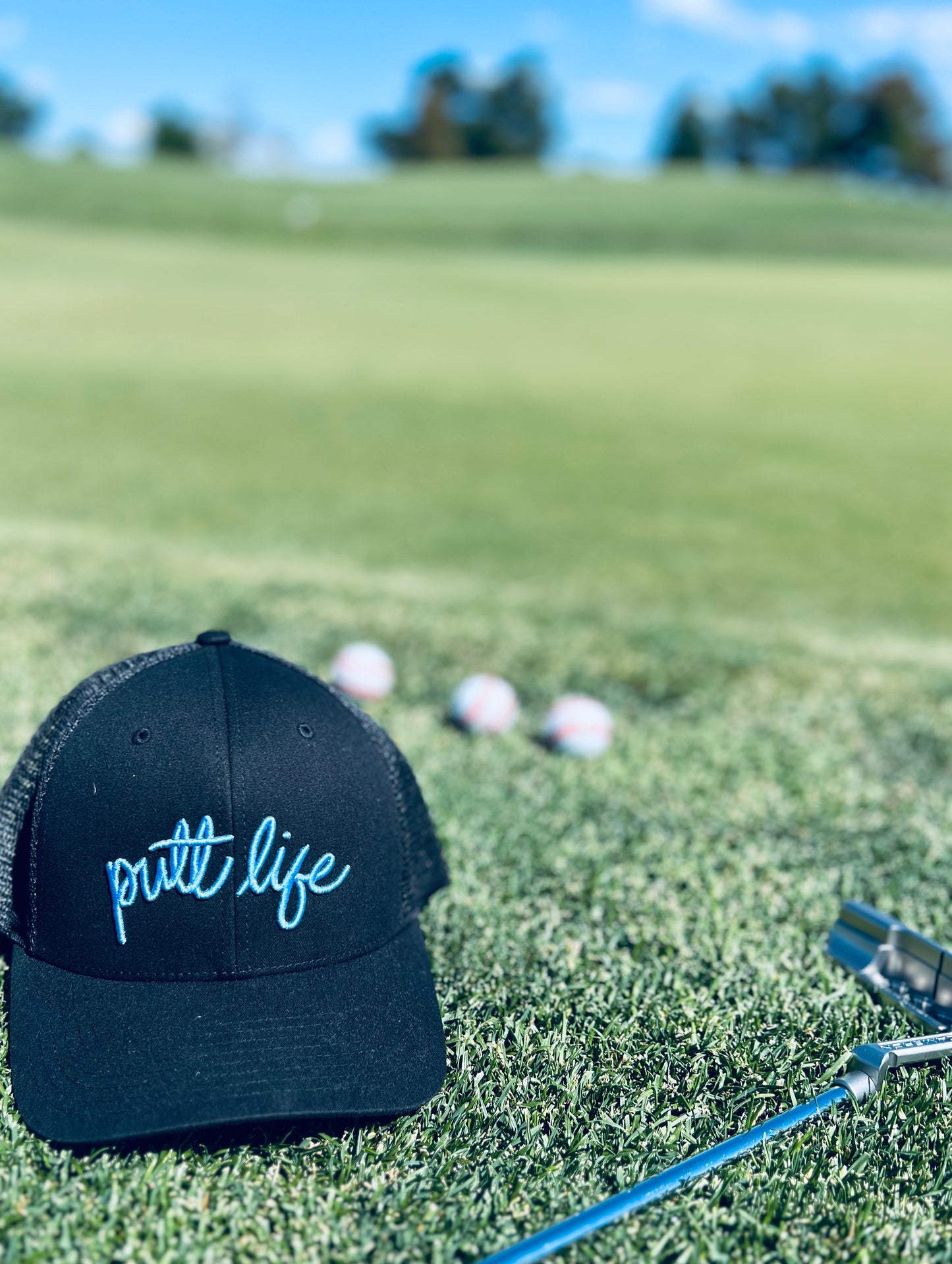 Putt Life Script Trucker Hat BLACK