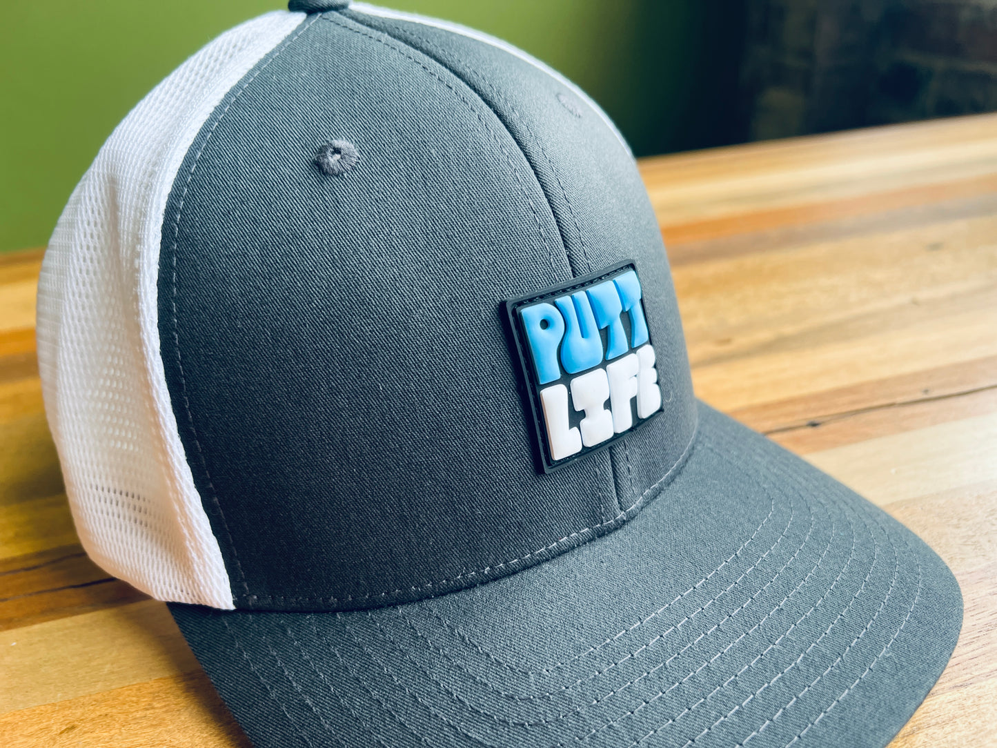 Putt Life Block Trucker Hat DARK GRAY / WHITE