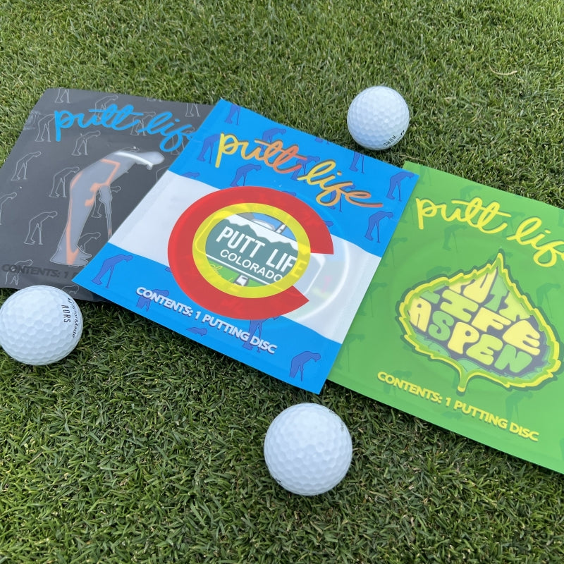putt life golf Colorado golf putting disc on bag unique graphic design cool putter accessory