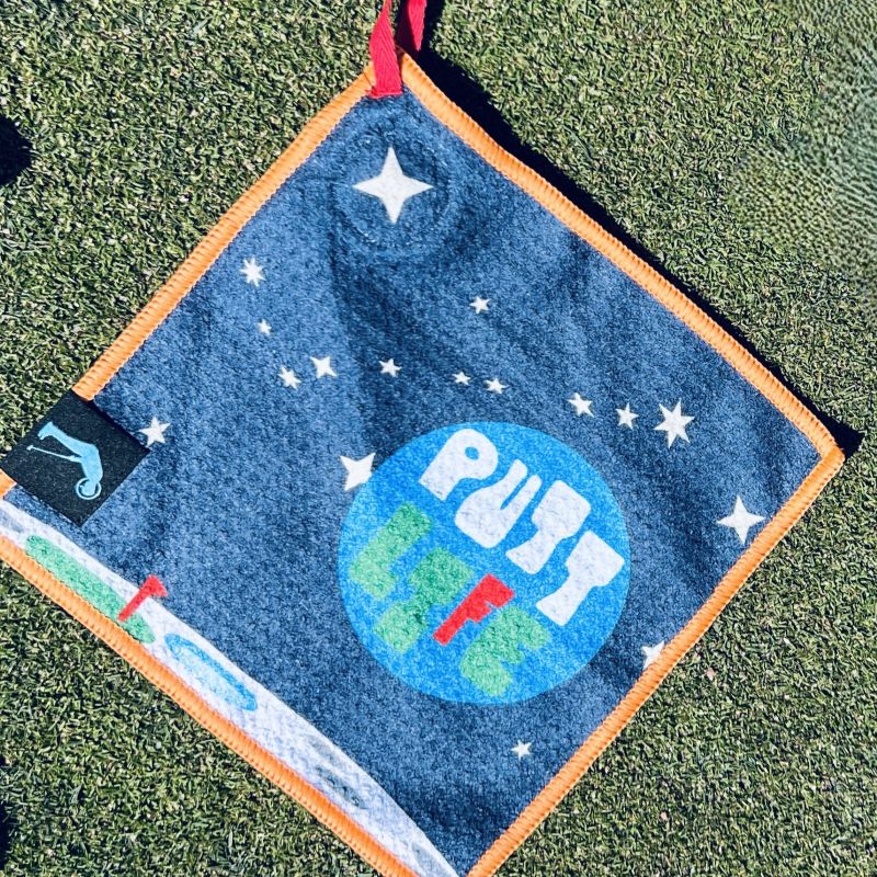 putt life golf moon putting magnet pocket putting towel on bag unique graphic design cool accessory