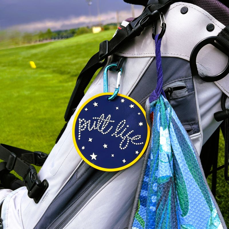 putt life golf moon view lunar stars putting disc on bag unique graphic design cool putter accessory