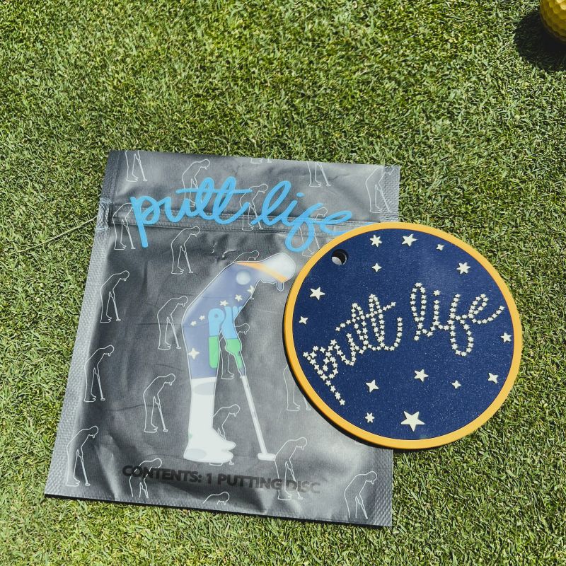 putt life golf moon view lunar stars putting disc on bag unique graphic design cool putter accessory