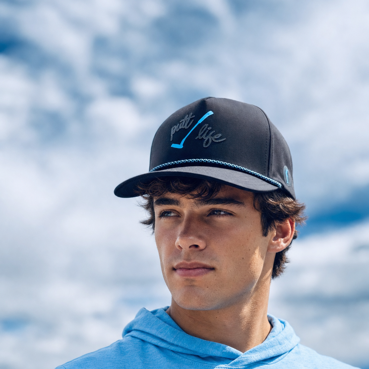 Putt Life and Blue Putter Rope Hat BLACK