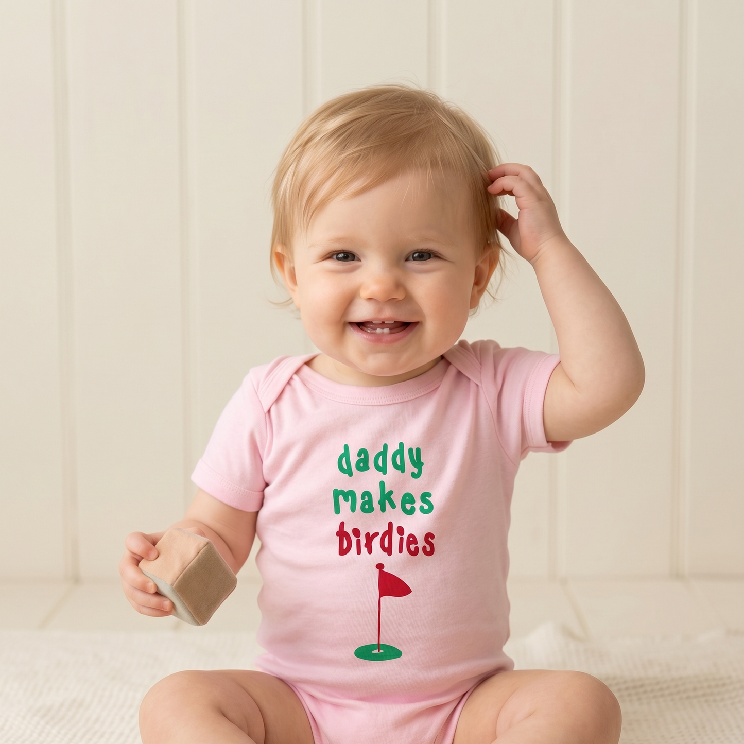 Daddy Makes Birdies Onesie PINK