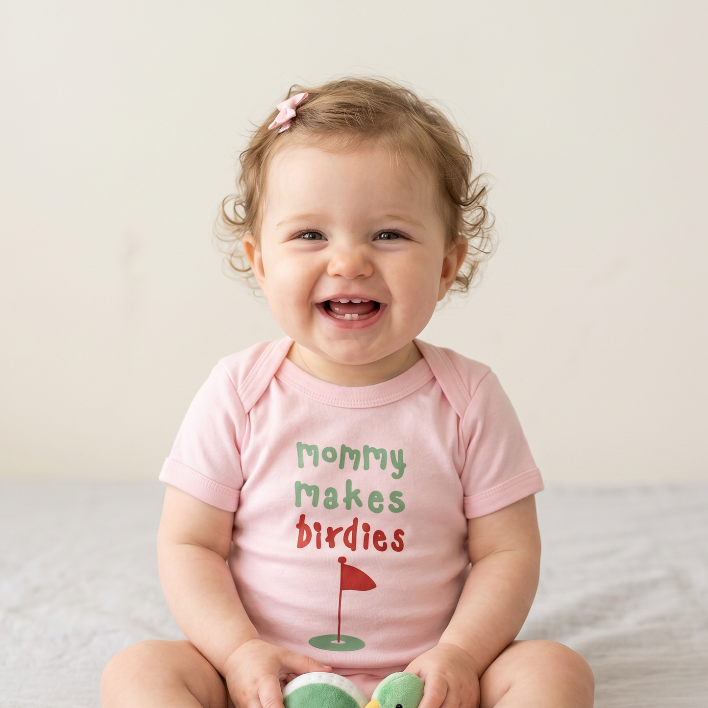 Mommy Makes Birdies Onesie PINK