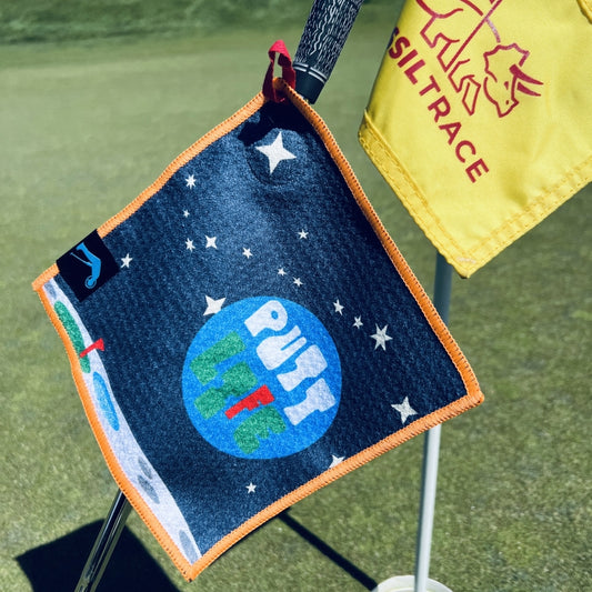 putt life golf moon putting magnet pocket putting towel on bag unique graphic design cool accessory