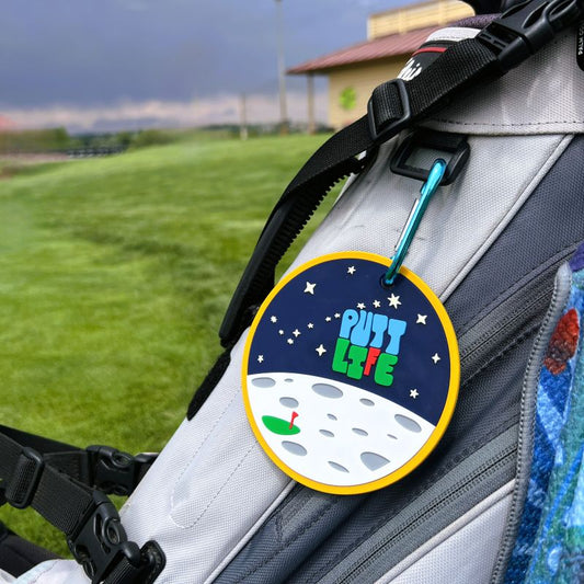 putt life golf moon view lunar stars putting disc on bag unique graphic design cool putter accessory