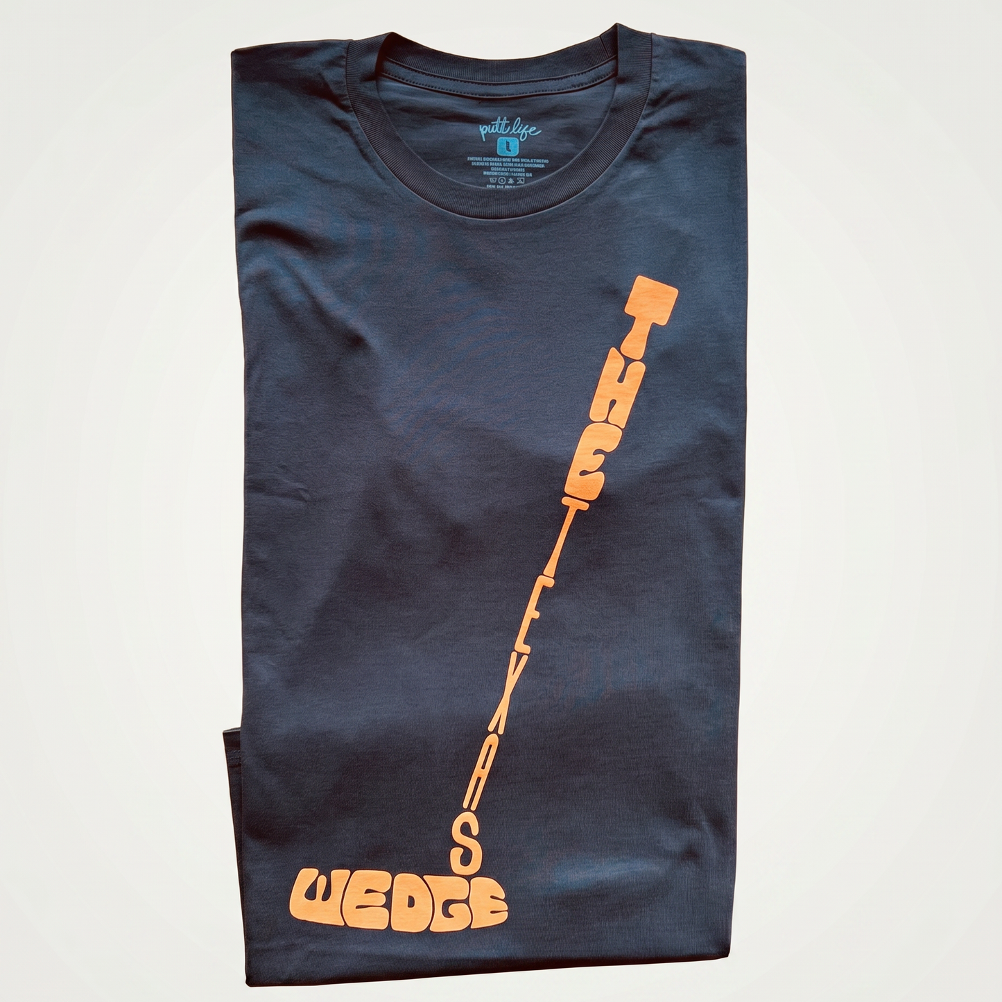 texas wedge graphic tee shirt orange golf club putter graphic on charcoal shirt