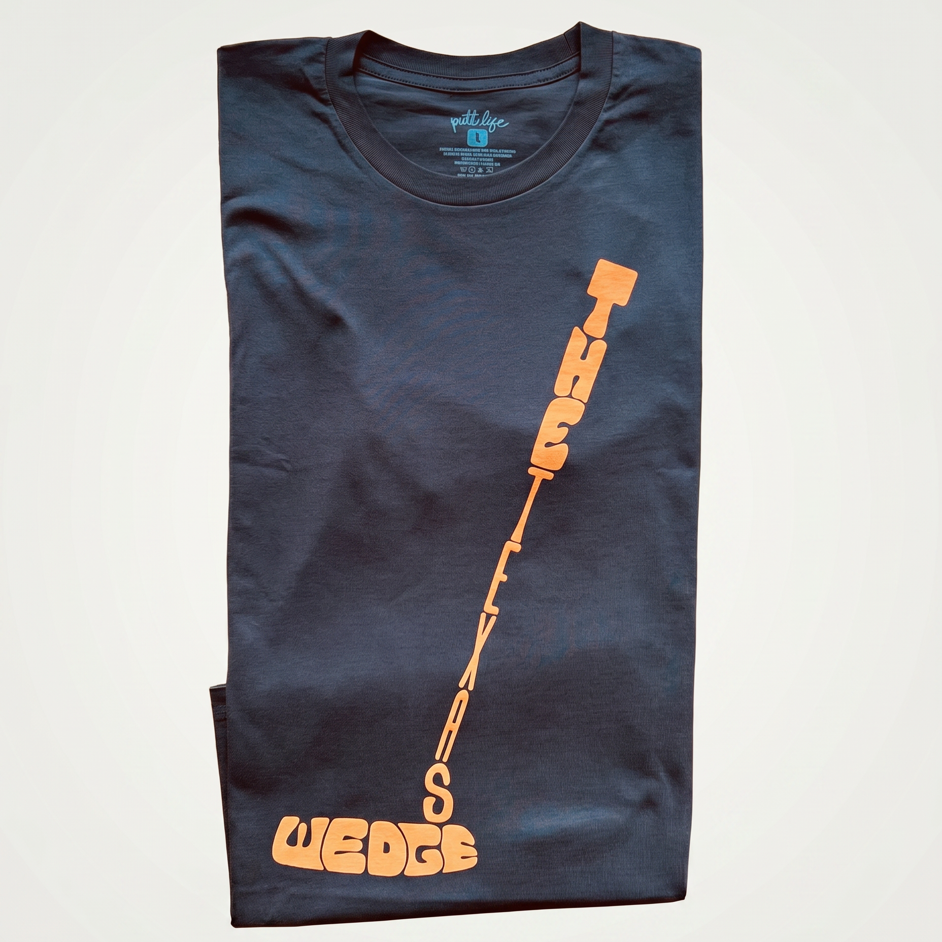 texas wedge graphic tee shirt orange golf club putter graphic on charcoal shirt